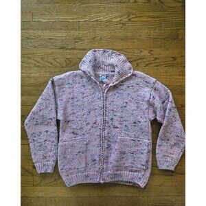 Vintage Over The Rainbow Small Full Zip Cardigan Sweater Knit w/ Pockets